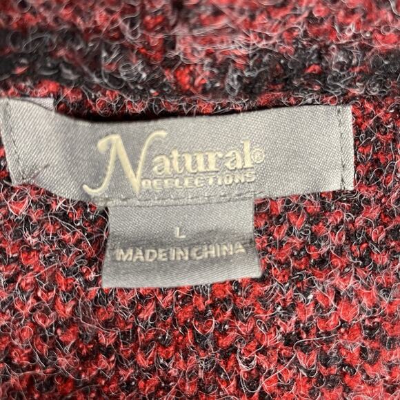 Natural Reflections Sweater Long Open Cardigan Plaid Long Sleeve size L Hooded - Picture 6 of 8